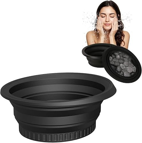 Cuenco de baño de hielo facial, base de lavado de enfriamiento rápido, diseño de silicona plegable, función de bandeja de hielo,
