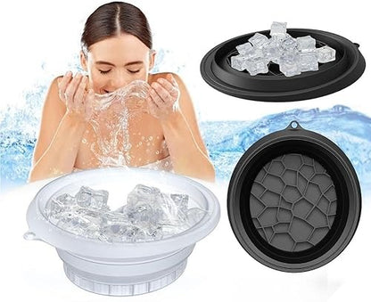 Cuenco de baño de hielo facial, base de lavado de enfriamiento rápido, diseño de silicona plegable, función de bandeja de hielo,
